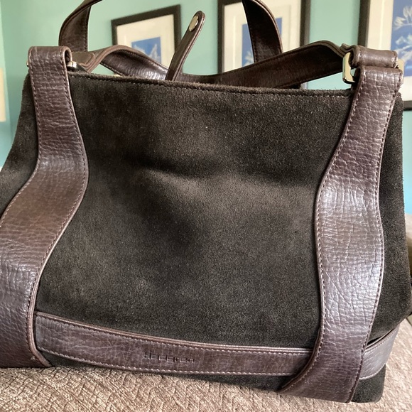 Hedgren Handbags - 15x5x10 chocolate suede with brown leather trim like new